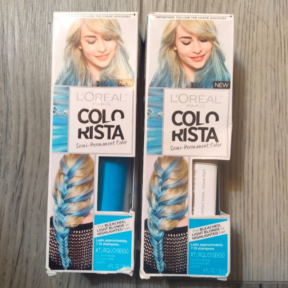 L'Oreal ColoRista Turquoise Blue Semi Permanent Hair color. 2 available with ord